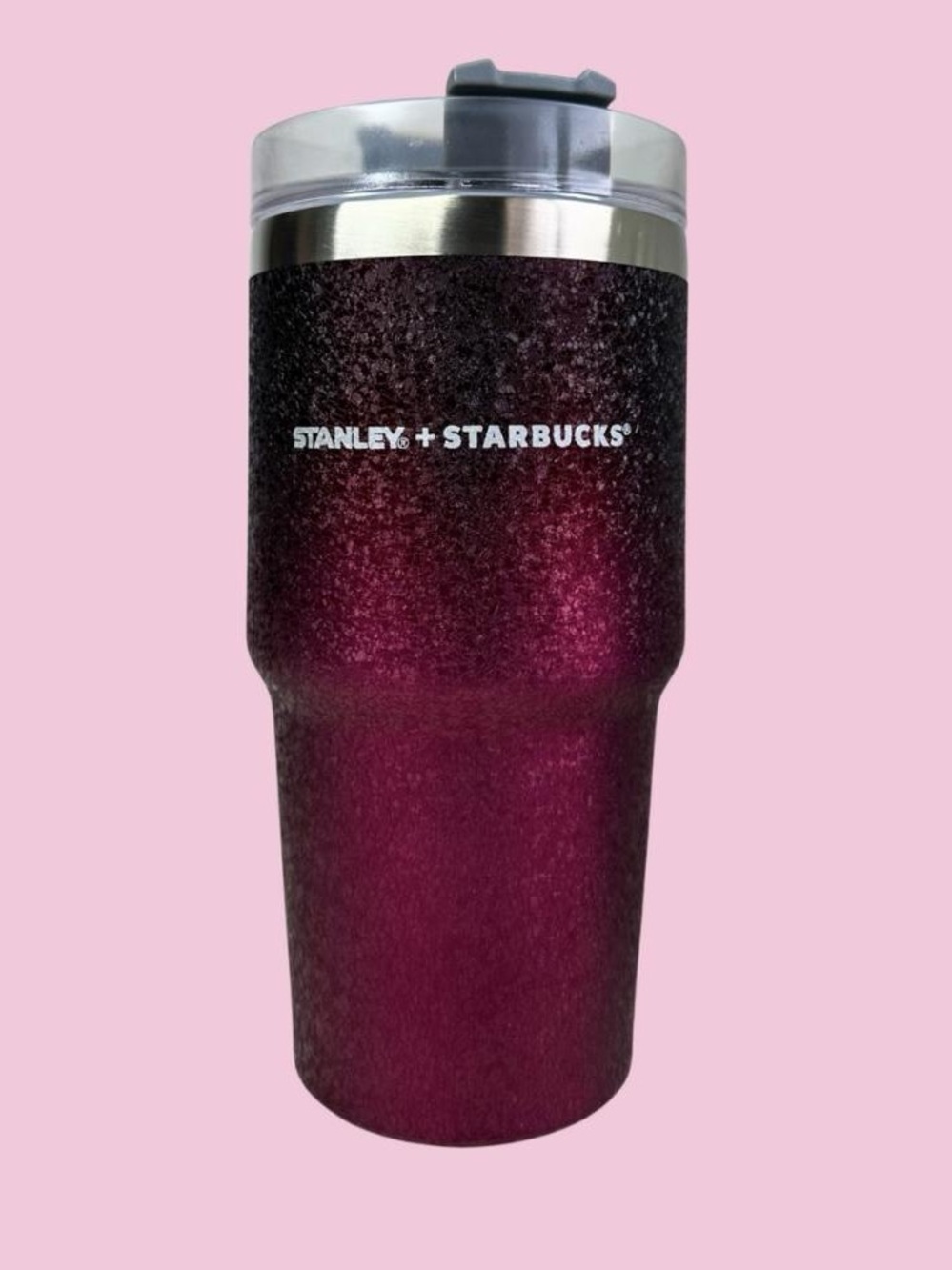 Starbucks x Stanley Ombre Glitter Tumbler Burgundy crackle nwt box rare viral